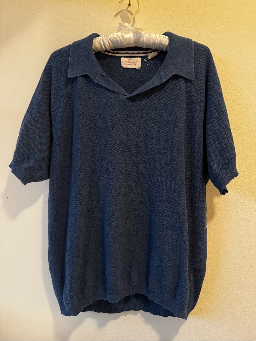Original Weatherproof Vintage Navy Short-Sleeve Knit Polo Shirt